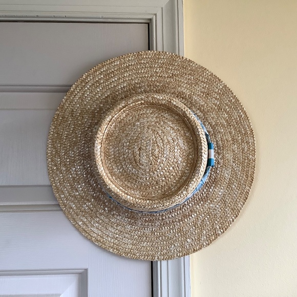Coach Raffia Brimmed Hat With Silk Scarf Natural SZ S main image 8